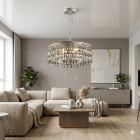 Кришталева люстра Crystal для спальні Splendid Ray L88106/400/5 WT+GD біле золото 5 ламп E14 діаметр 40 см