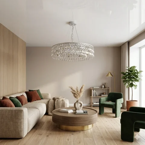 Кришталева люстра Splendid Ray L88106/600/8 WT+SL біла/срібло, 8 ламп E14, діаметр 60 см