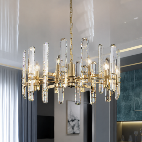 Кришталева люстра Splendid Ray LK1026/8 (SGD) золото, 8 ламп E14