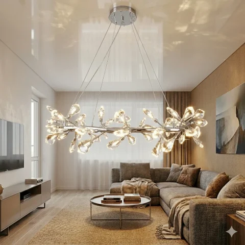 Дизайнерська кришталева LED люстра для спальні Splendid Ray L2501/800/64 хром, 85 см, 64 лампи Дизайнерська кришталева LED люстра для спальні Splendid Ray L2501/800/64 хром, 85 см, 64 лампи