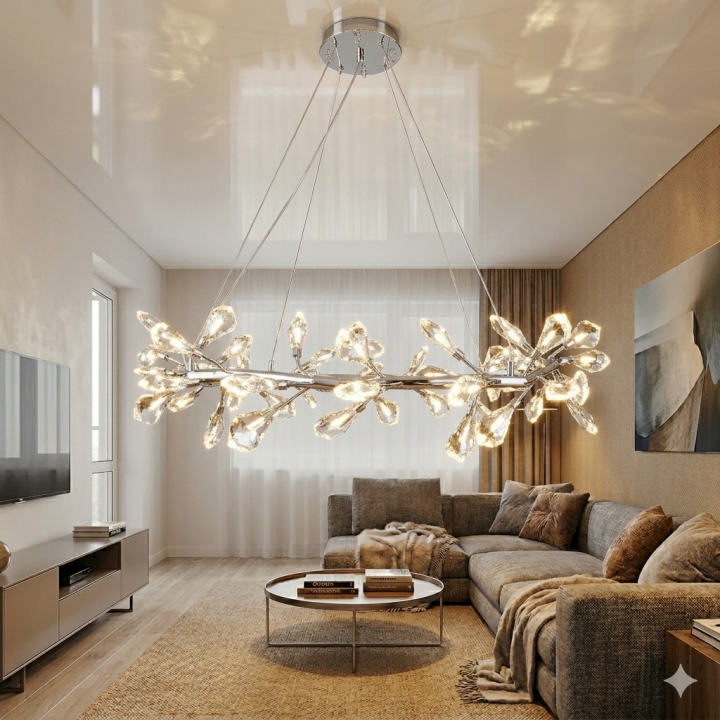 Дизайнерська кришталева LED люстра для спальні Splendid Ray L2501/800/64 хром 85 см на 64 лампи Дизайнерська кришталева LED люстра для спальні Splendid Ray L2501/800/64 хром 85 см на 64 лампи