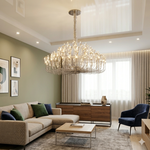 Розкішна кришталева люстра LED Splendid Ray L2502/800/76 хром 80 см на 76 ламп