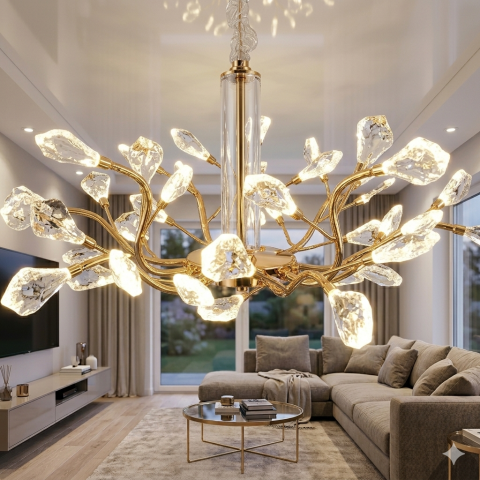 Кришталева LED люстра Splendid Ray L2503/650/39 золото 70 см дизайнерська підвісна