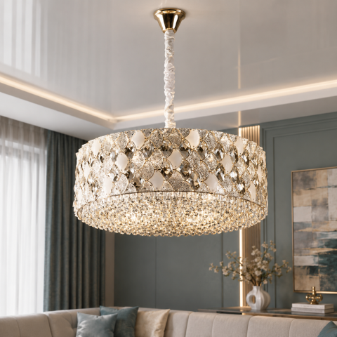 Кришталева люстра Splendid Ray T84/500*H160/9 (SGD) золото, 9 ламп E14