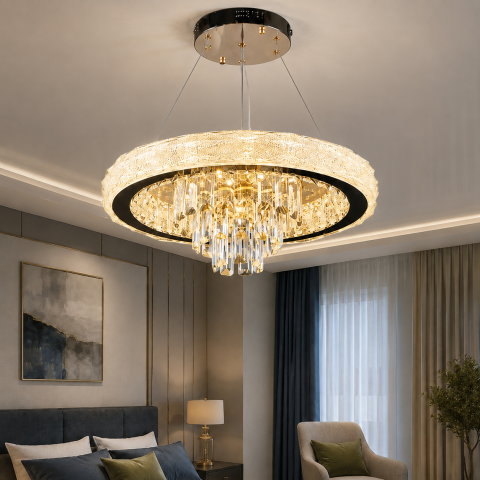 Світлодіодна люстра Splendid Ray LC131/1+1 LED (CH) з кришталем, золото, 40 Вт
