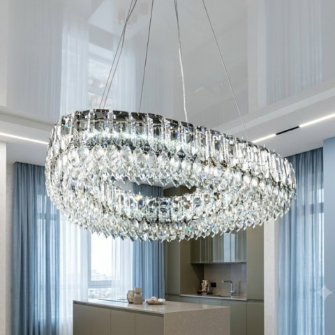 Світлодіодна люстра з кришталем L7069/600/1 LED (CH+clear)