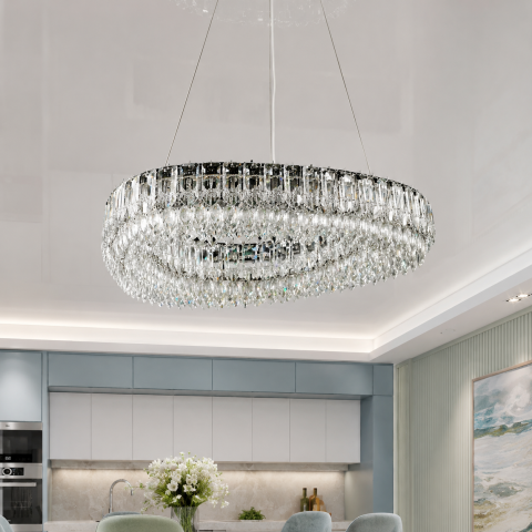 Кришталева світлодіодна люстра L7069/800/1 LED (CH+clear)