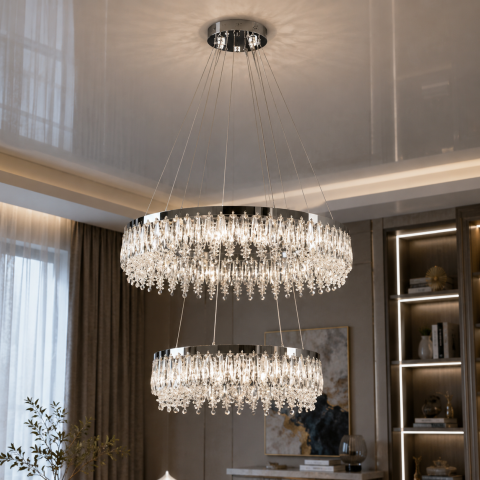 Світлодіодна люстра Splendid Ray L7068/400+600/2 LED (CH+Clear)