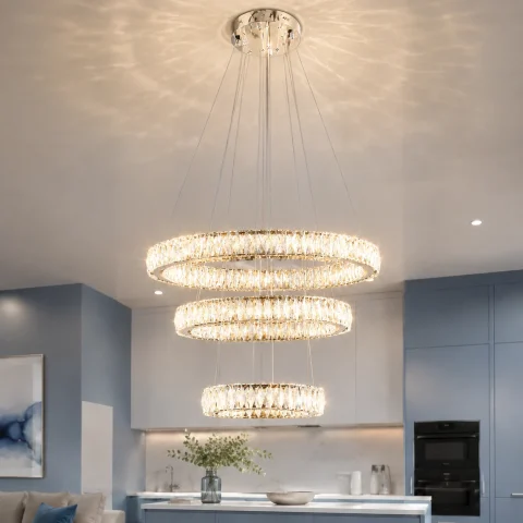 Світлодіодна люстра Splendid Ray L8015/400+600+800/3 LED (CH+Clear) з кришталем, хром, 235 Вт Світлодіодна люстра Splendid Ray L8015/400+600+800/3 LED (CH+Clear) з кришталем, хром, 235 Вт