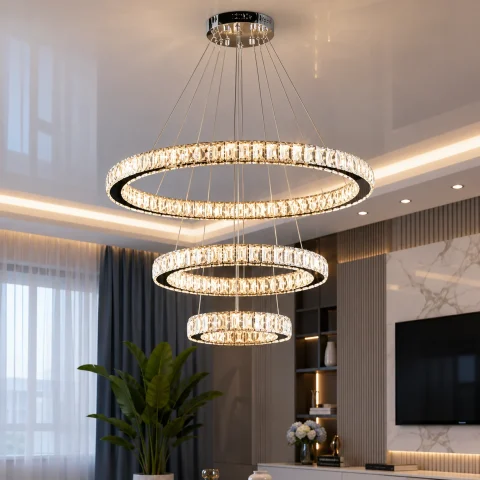 Світлодіодна люстра Splendid Ray L50603/70+50+30/3 LED з кришталем, хром, 160 Вт, з пультом і димером Світлодіодна люстра Splendid Ray L50603/70+50+30/3 LED з кришталем, хром, 160 Вт, з пультом і димером