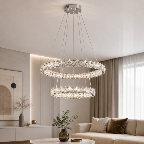 Світлодіодна люстра Splendid Ray L40802/80+50/2 LED, 2 кільця, пульт, димер, 100 Вт