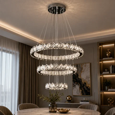 Світлодіодна люстра Splendid Ray L40802/60+40+20/3 LED з кришталем, хром, 100 Вт, з пультом і димером Світлодіодна люстра Splendid Ray L40802/60+40+20/3 LED з кришталем, хром, 100 Вт, з пультом і димером