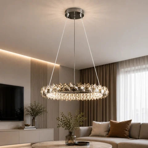 Підвісна світлодіодна люстра Splendid Ray L40802/480/1 LED, кришталь, пульт, димер, 60 W, Ø48 см Підвісна світлодіодна люстра Splendid Ray L40802/480/1 LED, кришталь, пульт, димер, 60 W, Ø48 см
