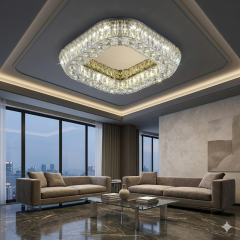 Розкішна стельова LED-люстра для вітальні Linisoln 3216-60×60 FG золото 160 Вт до 20 м2