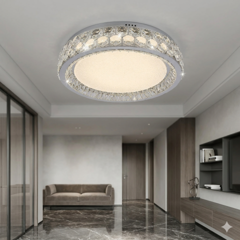 Стильна стельова LED-люстра для вітальні Linisoln 3218-500 CH хром 140 Вт до 18 м2