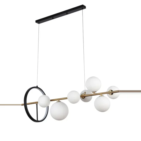 Люстра стельова LED Levistella 918LP267-7 GAB+WH, 7 плафонів (G9) + LED 12 Вт 4000К, чорний/золотий/білий, сучасний стиль Люстра стельова LED Levistella 918LP267-7 GAB+WH, 7 плафонів (G9) + LED 12 Вт 4000К, чорний/золотий/білий, сучасний стиль