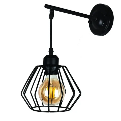 Бра настенное Levistella 756WPR108F2-1 BK, E27, 60W, черный металл, стиль лофт