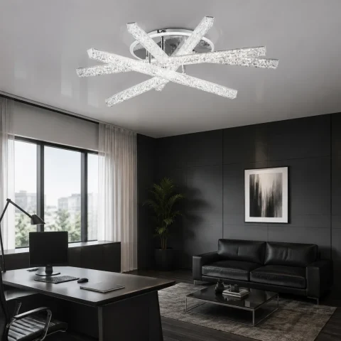 Світлодіодна люстра Splendid Ray LDL/3L+3S LED (CH), білий, хром, 60 Вт, від 12-20 м²