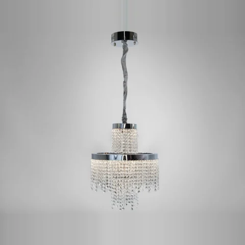 Підвісна кришталева люстра Diasha 376-400CH, LED, двоярусна «водоспад», 70 Вт, діаметр 39 см Підвісна кришталева люстра Diasha 376-400CH, LED, двоярусна «водоспад», 70 Вт, діаметр 39 см