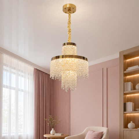 Компактна каскадна LED люстра 376-400GD Artlight у золотому кольорі