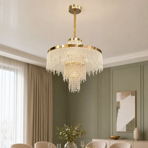 Золота багатоярусна LED люстра Artlight 376-600GD, діаметр 60 см