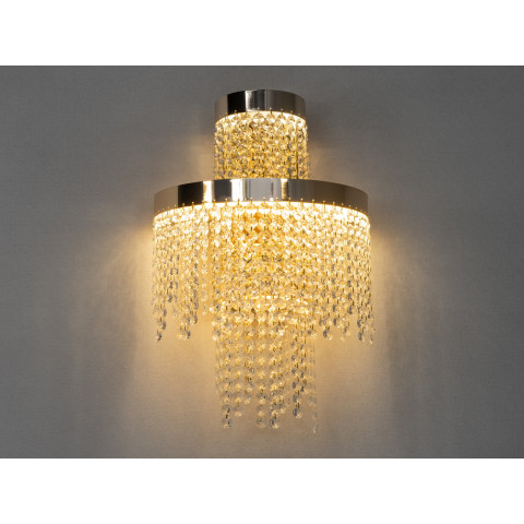 Настінний кришталевий світильник Diasha 376-BGD LED-модель у золотому кольорі, потужність 28 Вт, висота 45 см