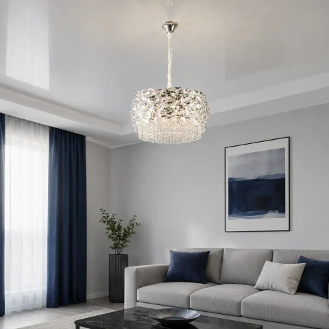 Підвісна кришталева люстра Splendid Ray L5748/500/8 (SLIVER), хром, 8 ламп E14