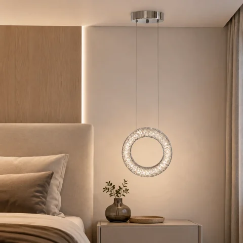 Одинарний кришталевий LED-підвіс Artlight 7270/201CH кільце, хром, 23 Вт