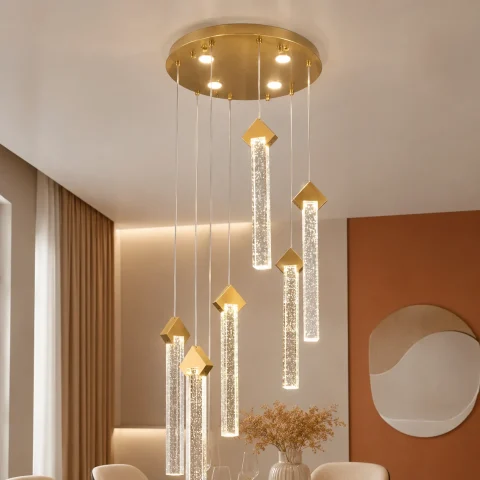 Дизайнерська золота LED люстра з 6 скляними підвісами Artlight B2317/6 Дизайнерська золота LED люстра з 6 скляними підвісами Artlight B2317/6