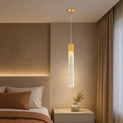 Поодинокий світлодіодний підвіс Artlight 2006/1GD з пухирцевим склом, матове золото, 5 Вт Поодинокий світлодіодний підвіс Artlight 2006/1GD з пухирцевим склом, матове золото, 5 Вт