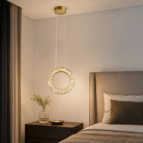 Одинарний кришталевий LED-підвіс Artlight 7270/201GD кільце, золото, 23 Вт