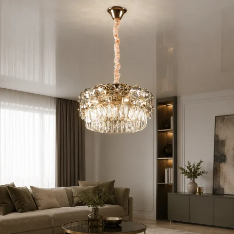 Підвісна кришталева люстра Splendid Ray L5614/400/4 (FGD), золото/коричневий, 4 лампи E14