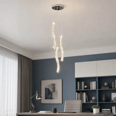 Каскадна хромована LED люстра Artlight 625/3CH на 3 фігурні кришталеві підвіси 42W Каскадна хромована LED люстра Artlight 625/3CH на 3 фігурні кришталеві підвіси 42W