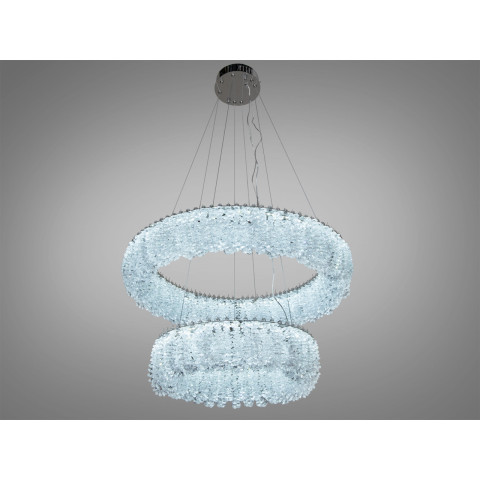 Підвісна люстра Diasha 505-600+400CH LED двоярусна кришталева люстра з регулюванням висоти та пультом, діаметр 60 см