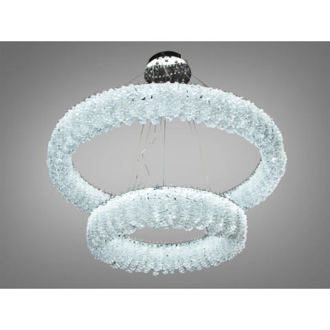 Підвісна люстра Diasha 505-800+500CH LED двоярусна кругла люстра з кристалами, діаметр 80 см, висота до 105 см
