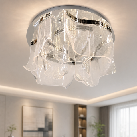 Світлодіодна стельова люстра Artlight 505081-4+3CH, 43 Вт, хром і срібло