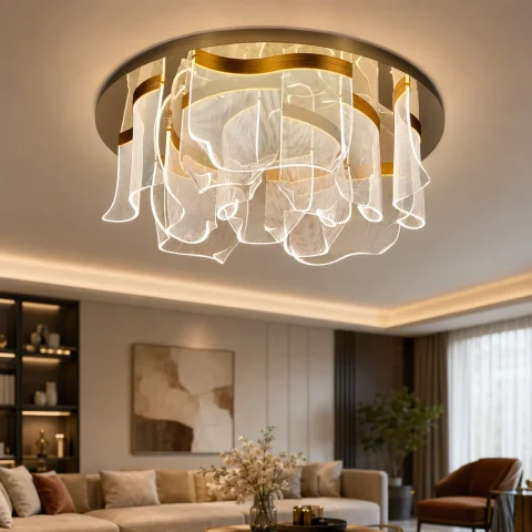 Світлодіодна стельова люстра Artlight 505081-7+5GD, 86 Вт, золото