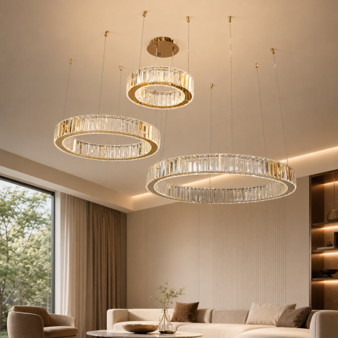 Світлодіодна люстра підвісна Artlight 510578/30+50+70GD з трьома кільцями, 103 Вт, золото Світлодіодна люстра підвісна Artlight 510578/30+50+70GD з трьома кільцями, 103 Вт, золото