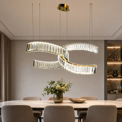 Світлодіодна підвісна люстра Artlight 511186GD з хвилеподібними елементами, золото Світлодіодна підвісна люстра Artlight 511186GD з хвилеподібними елементами, золото