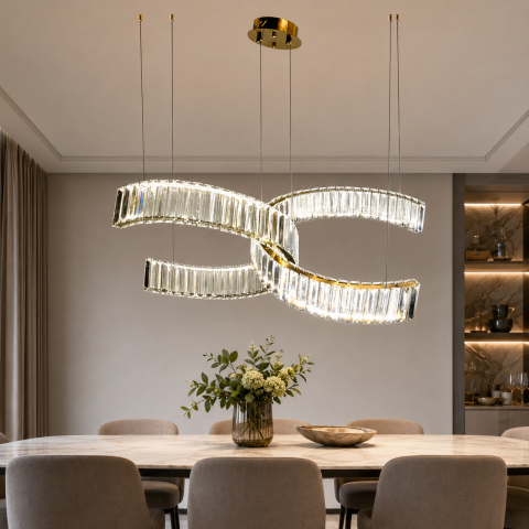 Світлодіодна люстра підвісна Artlight 511186GD з хвилеподібними елементами, золото Світлодіодна люстра підвісна Artlight 511186GD з хвилеподібними елементами, золото