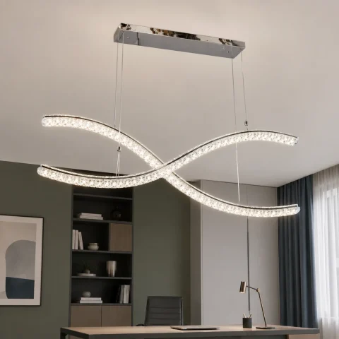 Подвійна підвісна LED-люстра Artlight 523-1200-2-C-CH з двома пересічними хрустальними хвилями, хром Подвійна підвісна LED-люстра Artlight 523-1200-2-C-CH з двома пересічними хрустальними хвилями, хром