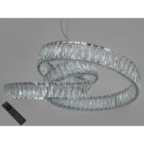 Люстра стельова LED Diasha 531/600CH, 80W, хром, кристалічна, преміум стиль, висота 115 см, діаметр 65 см