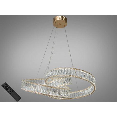 Люстра світлодіодна Diasha 531/600G, 80W, золото, кристалічна, сучасний стиль, тросове підвісне кріплення, висота 115 см, діаметр