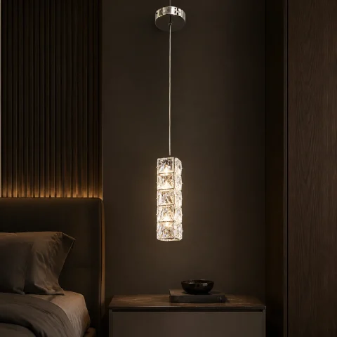 Вузький підвісний LED-світильник Artlight 7906/1A BK 9 Вт, 3 режими, темний хром і прозоре скло