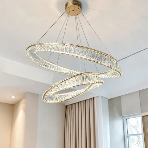 LED люстра підвісна кільця з кришталем Linisoln 548-80*50 FG, 160 Вт