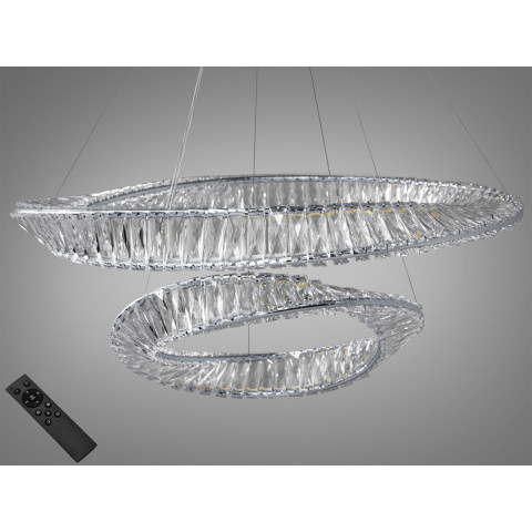 Люстра стельова LED Diasha 548/800+500CH Crystal 140W, 115 см, 80 см, IP20, сучасний стиль, дизайнерська