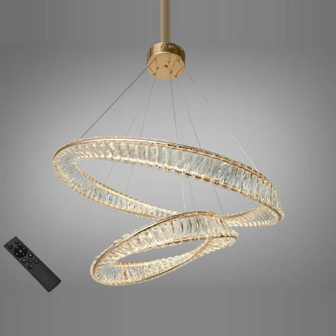 Люстра світлодіодна Diasha 548/800+500G 140W, кришталева, золота, діаметр 80 см