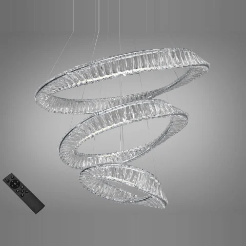 Светодиодная люстра Diasha 548/800+600+400CH 184W, 80 см, хром, современный стиль, с пультом Светодиодная люстра Diasha 548/800+600+400CH 184W, 80 см, хром, современный стиль, с пультом