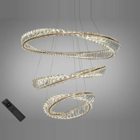 Підвісний LED світильник Diasha 548/800+600+400G, 184 Вт, 10120 лм, золото, діаметр 80 см