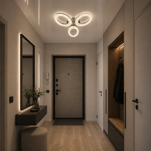 Сучасна стельова LED люстра Diasha 5607/3WH біла з пультом і димером 33W 50 см до 13 м2
